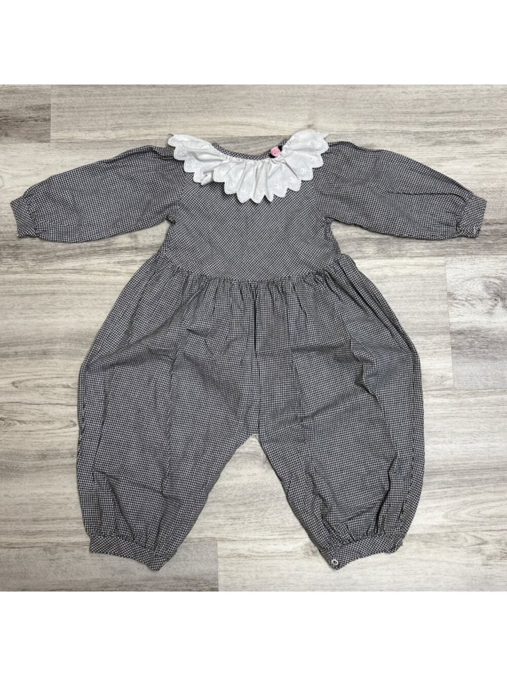 Vtg Buster Brown Bubble Romper Girls 24mos Peter Pan Collar Jumpsuit Made in USA